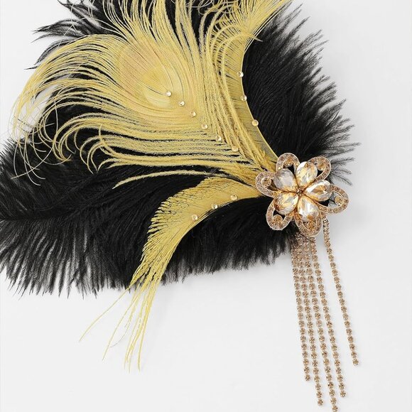 Peacock Fascinator with Rhinestones - Roaring 20s Flapper Fascinator for 1920s H - Picture 4 of 6